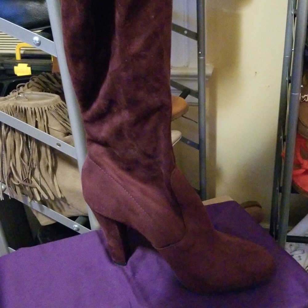 Maroon /Burgundy Over the Knee Boots.